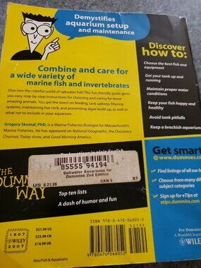 Saltwater Aquariums for Dummies® by Gregory Skomal (2007, Perfect, Revised edit…
